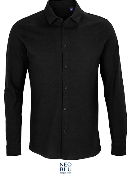 NEOBLU Basile Men Piqué košile s dlouhým rukávem 24.3777 deep black NEOBLU Basile Men Piqué košile s dlouhým rukávem 24.3777 deep black