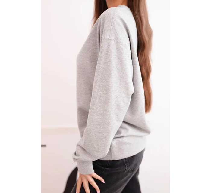 Dámská mikina z  materiálu basic s kulatým výstřihem šedá model 21494901 - K-Fashion