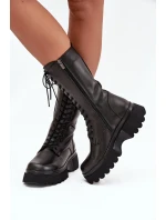 Kožené zimní kozačky s Černé model 21712089 - Artiker Kožené zimní kozačky s Černé model 21712089 - Artiker