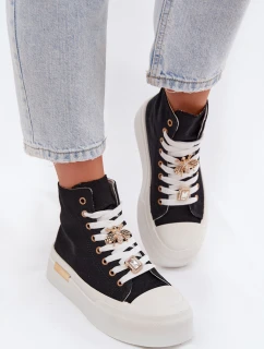 Dámské tenisky na platformě s přezkami černé model 21919391 - Boto