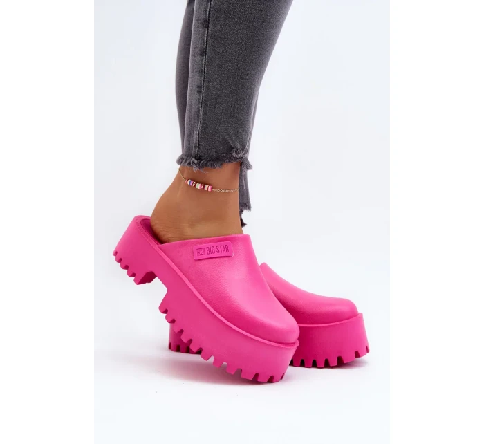 Dámské pantofle na platformě Big Star - fuchsia
