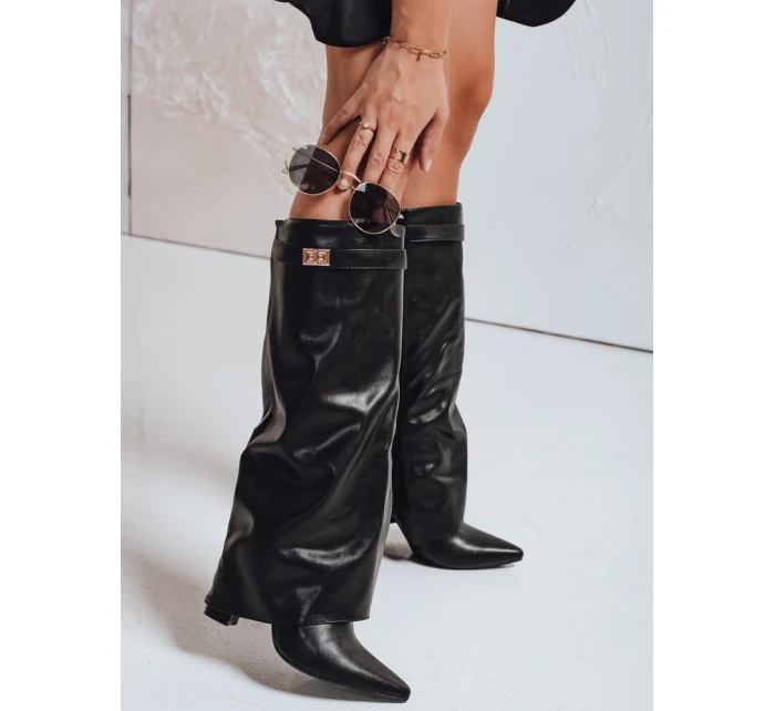 Dámské kozačky s širokým svrškem černé FashionStreet ZY1119