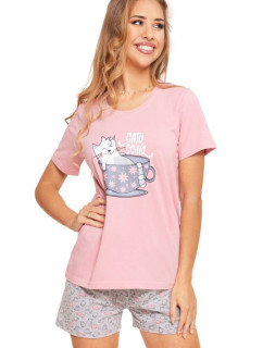 Dámské pyžamo Catuccino růžové s kočkou
