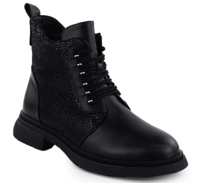 Dámské zateplené kožené boty model 21905677 - S.Barski Dámské zateplené kožené boty model 21905677 - S.Barski