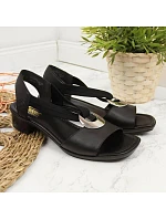 Dámské kožené sandály s pásky černé model 22050364 - Rieker Dámské kožené sandály s pásky černé model 22050364 - Rieker