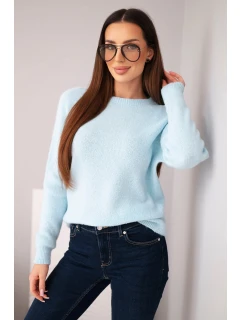 Dámský svetr z baby alpaky s dlouhým rukávem modrý