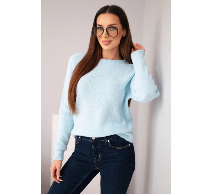 Dámský svetr z baby alpaky s dlouhým rukávem modrý Dámský svetr z baby alpaky s dlouhým rukávem modrý