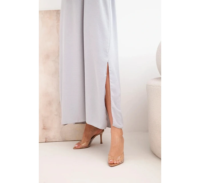 Dlouhé šaty na ramínka šedá