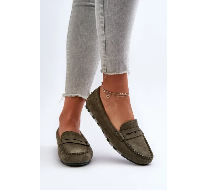 Klasické dámské semišové mokasíny tmavě zelené Glimris Klasické dámské semišové mokasíny tmavě zelené Glimris