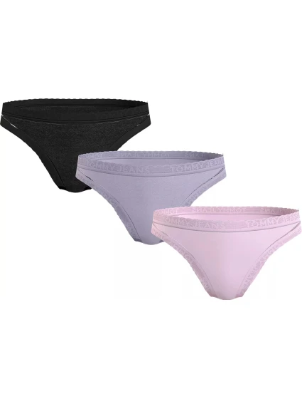 Dámské kalhotky 3Pack UW0UW05018 0V9 černé/fialové/sv. růžové - Tommy Hilfiger