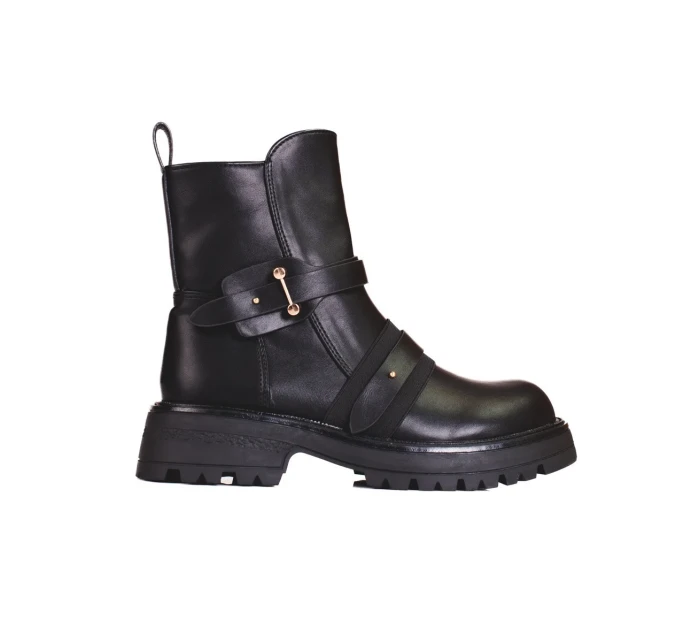 Trendy dámské černé kotníčkové boty na plochém podpatku Trendy dámské černé kotníčkové boty na plochém podpatku