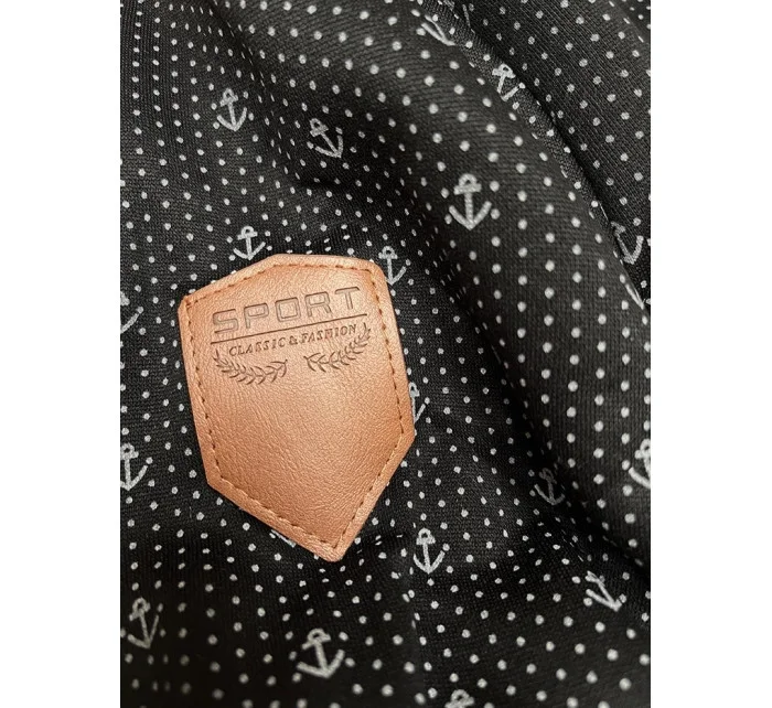 Černá dámská rozepínací mikina se stahovacími lemy (2306)