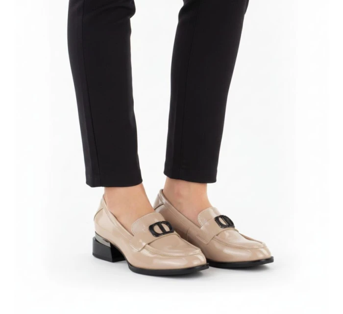 Dámská obuv s ozdobným podpatkem béžová model 22015133 - VINCEZA