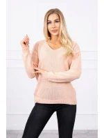 Svetr s výstřihem do V, pudrově růžový Svetr s výstřihem do V, pudrově růžový