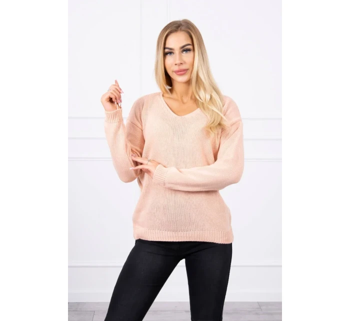 Svetr s výstřihem do V, pudrově růžový Svetr s výstřihem do V, pudrově růžový