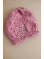 Dámská zimní čepice vlněná s krystaly a vzorem model 21859337 mocca - K-Fashion