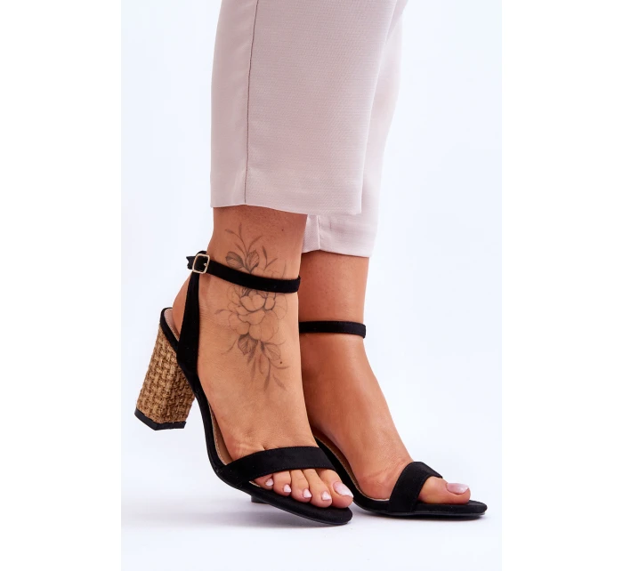 Semišové Sandály Na Podpatku Černé model 21618625 - Boto Semišové Sandály Na Podpatku Černé model 21618625 - Boto