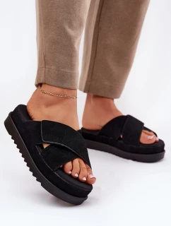 Dámské sandály na platformě s proplétanými pásky černé Rinasara