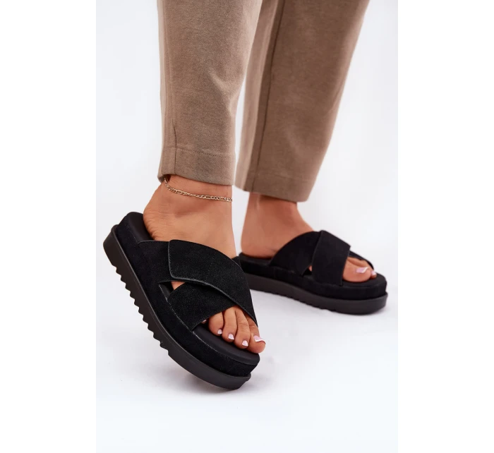 Dámské sandály na platformě s proplétanými pásky černé Rinasara