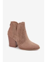 Odkryté dámské kotníkové boty na podpatku S.Barski HY51-060 béžové