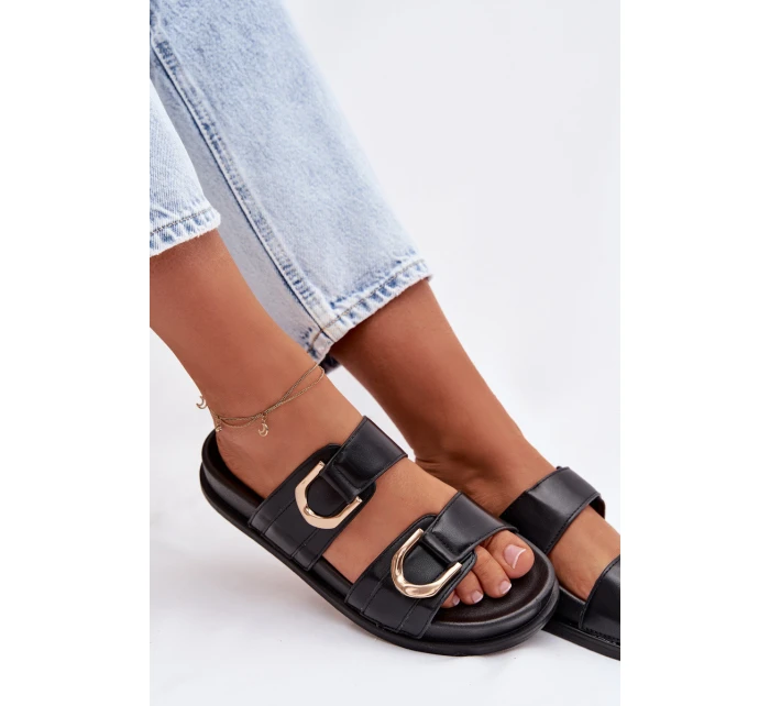 Eko Kožené Dámské Pantofle S Pásky Černé model 21960911 - Boto