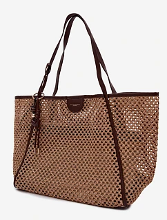 Pletená taška typu s přívěskem Velká hnědá model 22111696 - Flora&Co