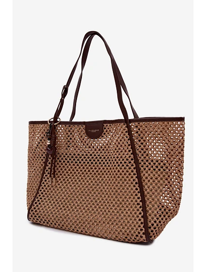 Pletená taška typu s přívěskem Velká hnědá model 22111696 - Flora&Co
