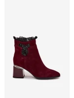 Dámské zateplené kotníkové boty z přírodního semiše D&A - bordó Dámské zateplené kotníkové boty z přírodního semiše D&A - bordó