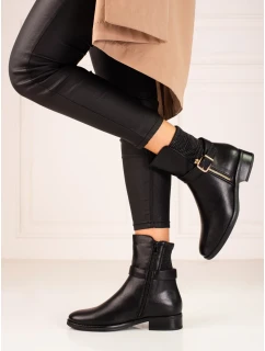 Jedinečné černé kotníčkové boty dámské na plochém podpatku