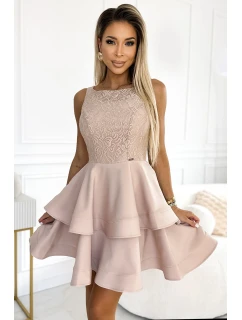 LAURA Béžové dámské rozšířené šaty s vrchní částí model 20069977 - numoco