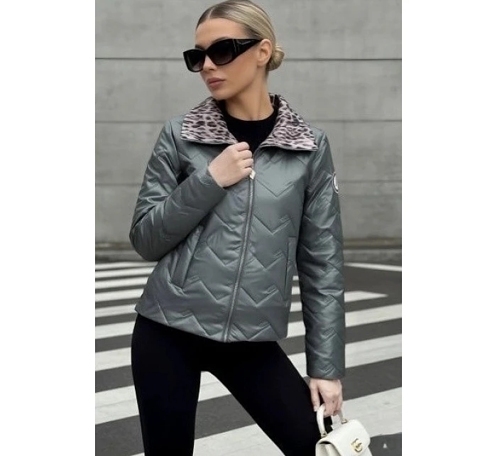 Oboustranná prošívaná bunda Goodlookin v khaki kalhotách se stojáčkem (B8579-11)