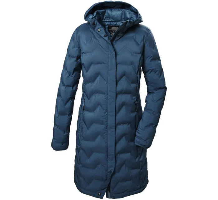 Dámská zimní bunda Killtec KOW 9 prošívaná bunda s kapucí dlouhá nepromokavá modrá (41806/744)