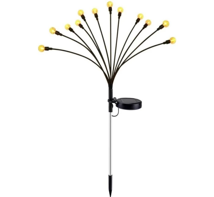 SOLÁRNÍ LAMPA TANČÍCÍ VE VĚTRU BÍLÉ KOULE 12 LED 72CM TEPLÁ BÍLÁ