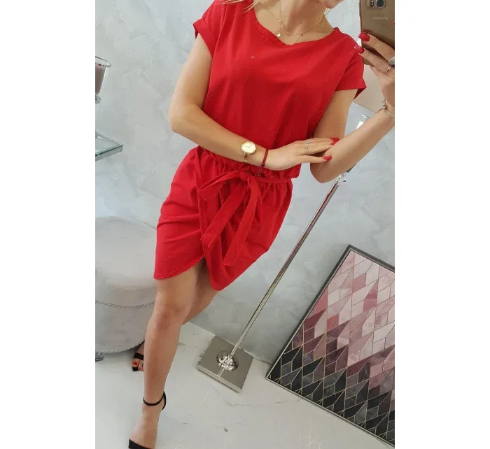 Šaty s obálkou dole červené