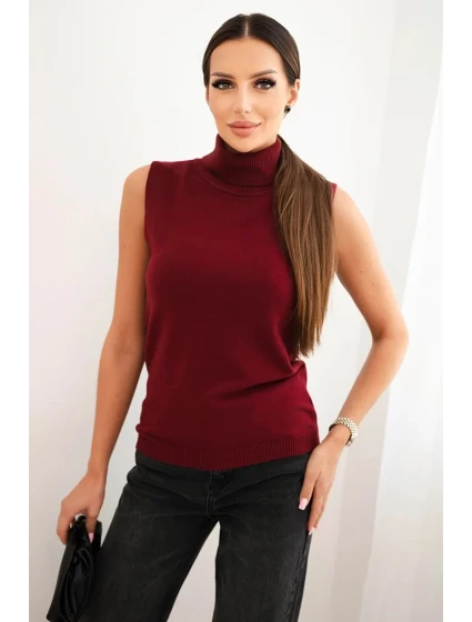 Dámská viskózová bezrukávová blůza s rolákem bordová