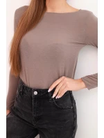 Dámská kašmírová blůza s dlouhým rukávem a kulatým výstřihem mocca Dámská kašmírová blůza s dlouhým rukávem a kulatým výstřihem mocca