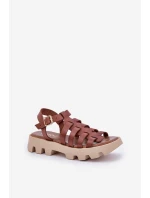 Kožené Dámské Sandály Zazoo model 21682166 Hnědé - Boto Kožené Dámské Sandály Zazoo model 21682166 Hnědé - Boto