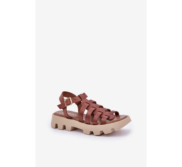 Kožené Dámské Sandály Zazoo model 21682166 Hnědé - Boto Kožené Dámské Sandály Zazoo model 21682166 Hnědé - Boto