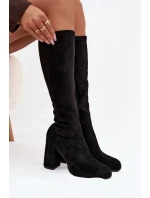 Dámské kozačky s na sloupkovém podpatku černé model 21709495 - Boto Dámské kozačky s na sloupkovém podpatku černé model 21709495 - Boto