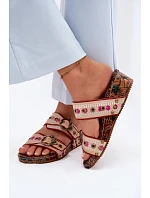 Kožené vzorované dámské sandály na platformě model 22133529 Multicolor - Maciejka