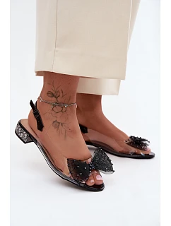 Dámské sandály průhledné s mašlí D&A MR61-9001 Černé