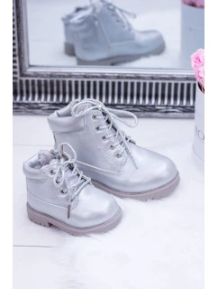 práškové stříbrné teplé Dětské boty traper Dexter