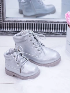 práškové stříbrné teplé Dětské boty traper Dexter