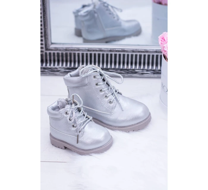 práškové stříbrné teplé Dětské boty traper Dexter práškové stříbrné teplé Dětské boty traper Dexter
