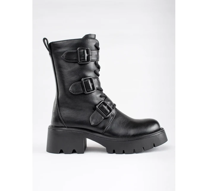 Jedinečné kotníčkové boty dámské černé na širokém podpatku Jedinečné kotníčkové boty dámské černé na širokém podpatku