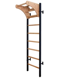 DŘEVĚNÝ KOVOVÝ GYMNASTICKÝ ŽEBŘÍK PRO 4 MADLA S DŘEVĚNOU TYČÍ BENCHK 211B