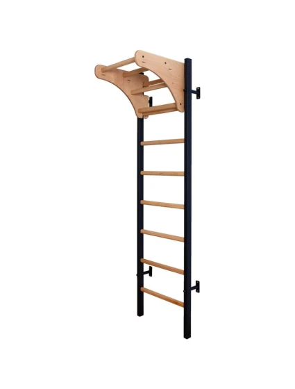 DŘEVĚNÝ KOVOVÝ GYMNASTICKÝ ŽEBŘÍK PRO 4 MADLA S DŘEVĚNOU TYČÍ BENCHK 211B