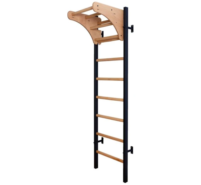 DŘEVĚNÝ KOVOVÝ GYMNASTICKÝ ŽEBŘÍK PRO 4 MADLA S DŘEVĚNOU TYČÍ BENCHK 211B