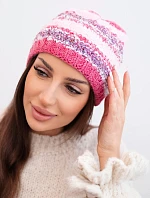 Dámská zimní čepice s barevným vláknem a elastickým stažením K352 malinová