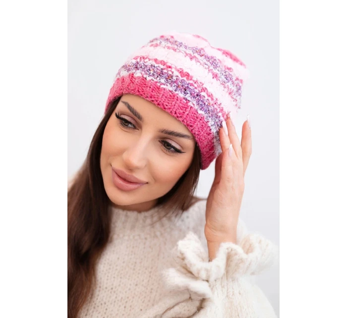 Dámská zimní vlněná čepice s ozdobnými krystalky K399 černá